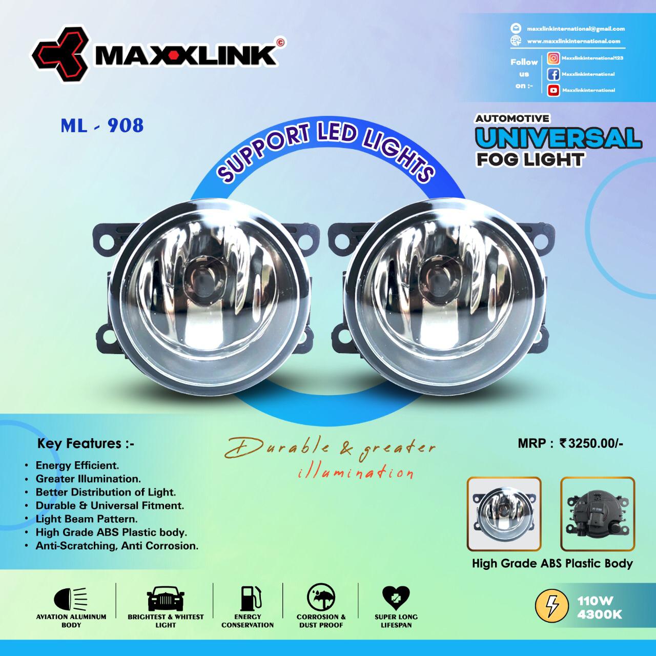 Maxxlink ML 908 Fog Lights for Universal Fitment